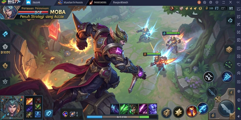 Tangkapan layar gameplay BIG77 menampilkan pertarungan intens antara dua tim.