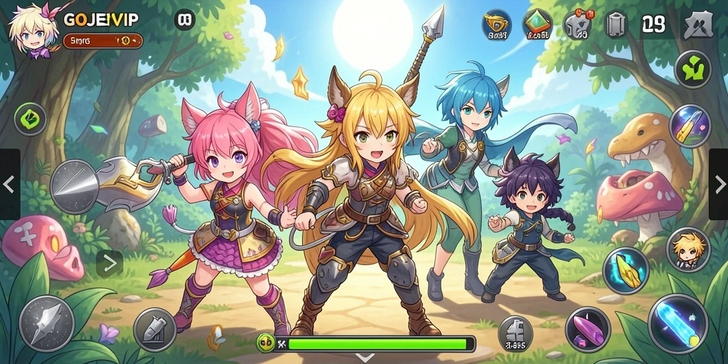 Screenshot gameplay GOJEKVIP yang menunjukkan aksi seru dalam dunia Anime.