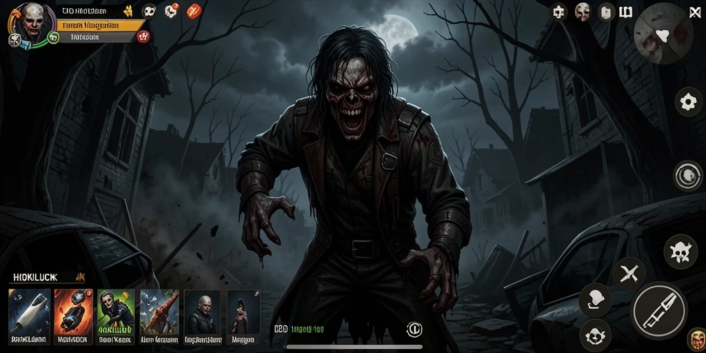 Tampilan gameplay HOKILUCK dengan elemen horor yang mencekam.