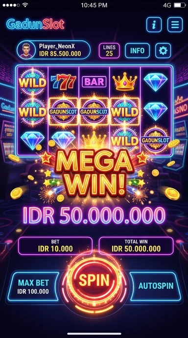 Tampilan antarmuka aplikasi gadunslot yang sederhana dan intuitif.